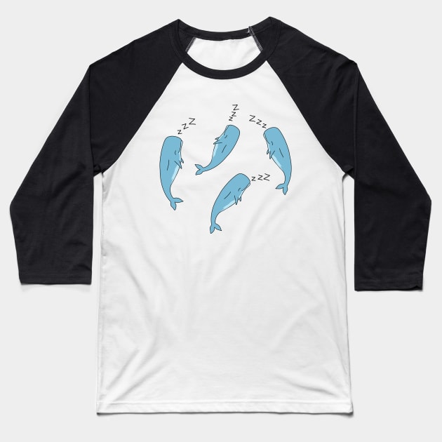 Sleeping Sperm Whales Cute Funny Design Baseball T-Shirt by olivergraham